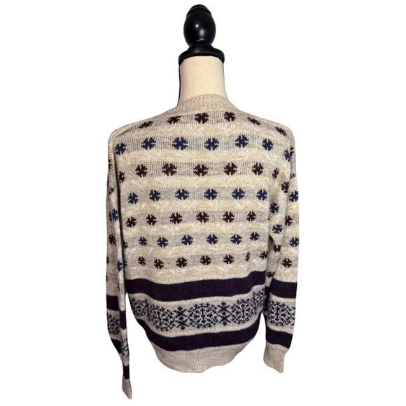Vintage Sweater Bazaar Crewneck Snowflakes Knit Pullover Sweater Size Large Gray - Picture 4 of 7